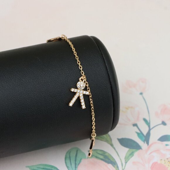 "Chic Rose Gold Charm Bracelet with Crown, Music & Stick Figure, XPBL0872 - Picture 8 of 12